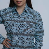 Blusa American West Est Checotah Celeste 007